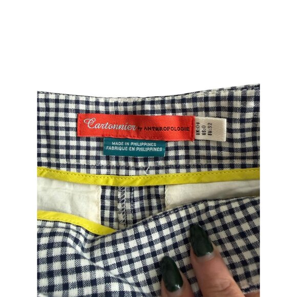 CARTONNIER by Anthropologie Black White Plaid High Rise Shorts size 0 - Picture 3 of 6